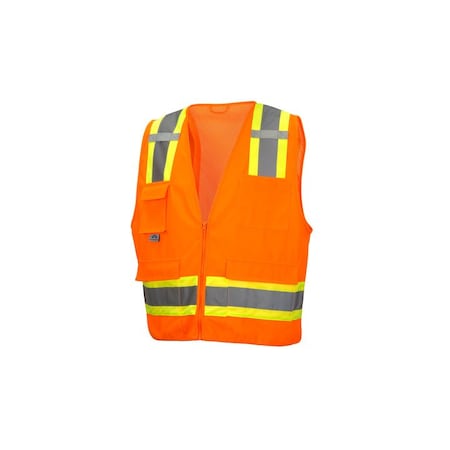 Pyramex Safety Vest, Hi-Vis, Orange, Medium RVZ2420M